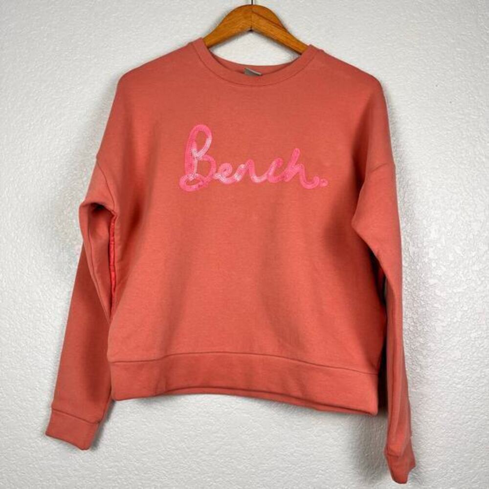 Bench Sweatshirt Womens S Pink Floral Lace Sequin It Girl Deconstructed Lace